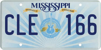 MS license plate CLE166