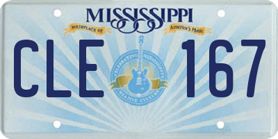 MS license plate CLE167