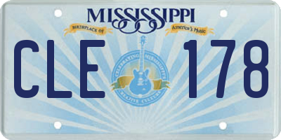 MS license plate CLE178
