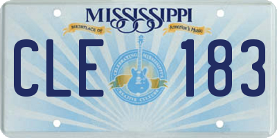 MS license plate CLE183