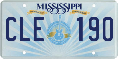 MS license plate CLE190