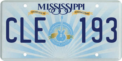 MS license plate CLE193