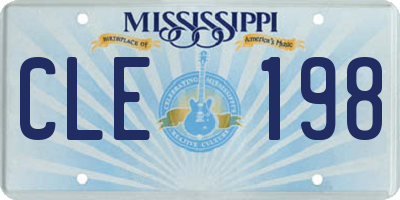 MS license plate CLE198