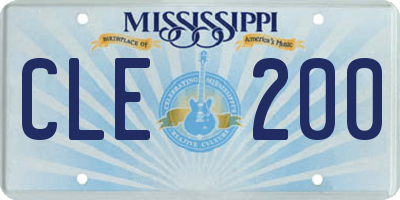 MS license plate CLE200