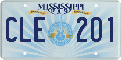 MS license plate CLE201