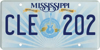 MS license plate CLE202