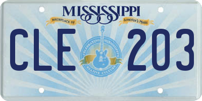 MS license plate CLE203