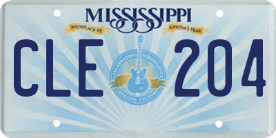 MS license plate CLE204