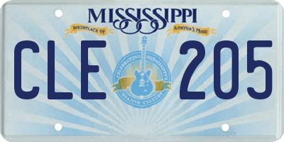 MS license plate CLE205
