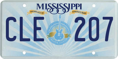 MS license plate CLE207