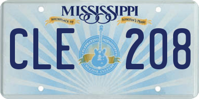 MS license plate CLE208