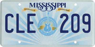 MS license plate CLE209