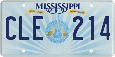 MS license plate CLE214
