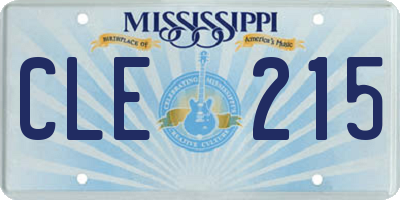 MS license plate CLE215