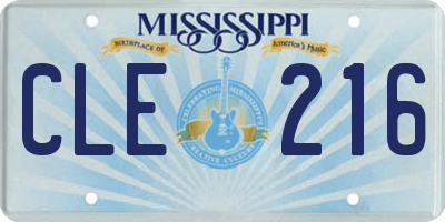 MS license plate CLE216