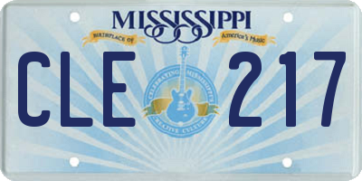 MS license plate CLE217