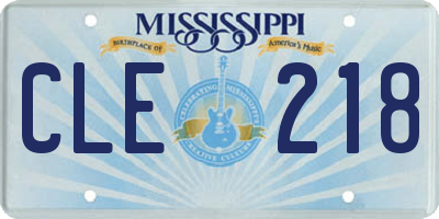 MS license plate CLE218