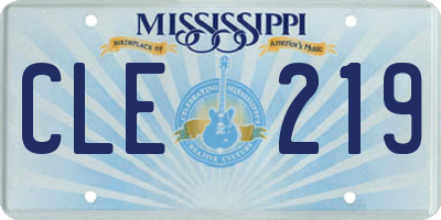 MS license plate CLE219