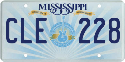 MS license plate CLE228