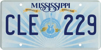 MS license plate CLE229