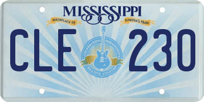 MS license plate CLE230