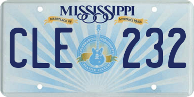 MS license plate CLE232