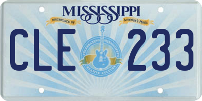 MS license plate CLE233