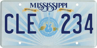 MS license plate CLE234