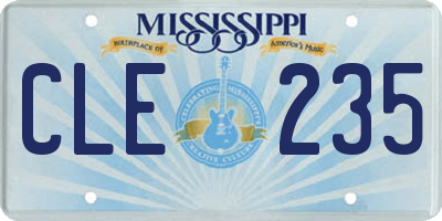 MS license plate CLE235