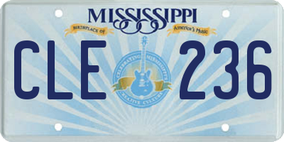 MS license plate CLE236