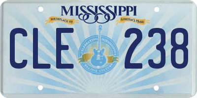 MS license plate CLE238