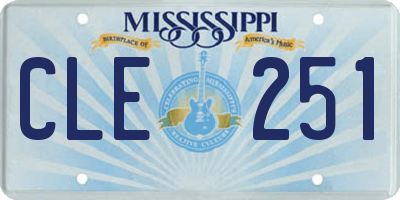 MS license plate CLE251