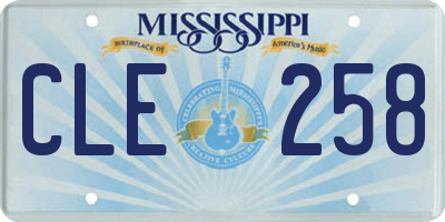 MS license plate CLE258