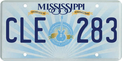 MS license plate CLE283