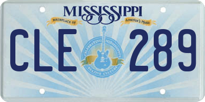 MS license plate CLE289