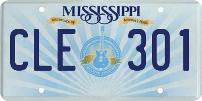 MS license plate CLE301