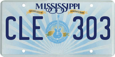 MS license plate CLE303