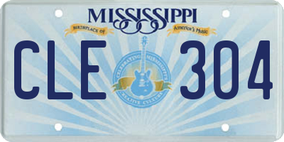 MS license plate CLE304