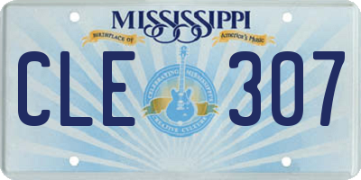 MS license plate CLE307