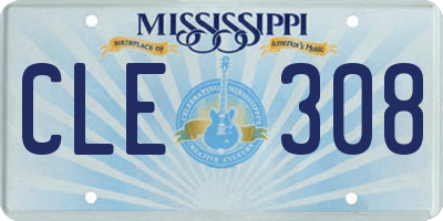 MS license plate CLE308