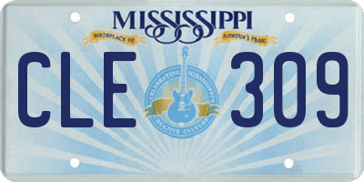 MS license plate CLE309