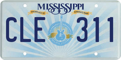MS license plate CLE311