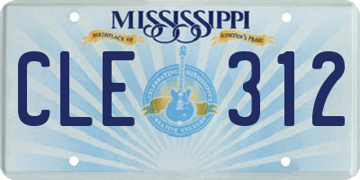 MS license plate CLE312