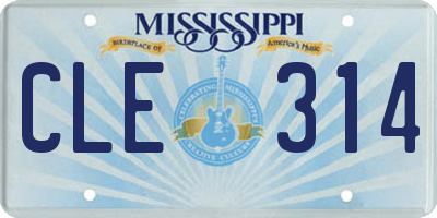 MS license plate CLE314