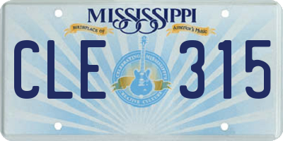MS license plate CLE315