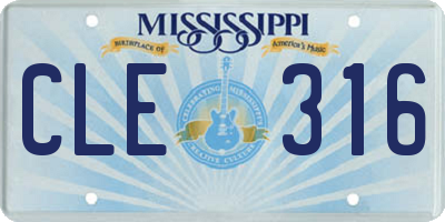 MS license plate CLE316