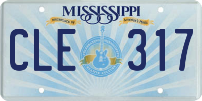 MS license plate CLE317