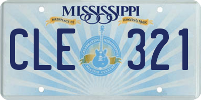 MS license plate CLE321