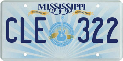 MS license plate CLE322