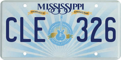 MS license plate CLE326